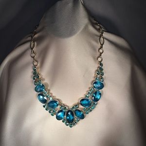 Two tone Blue Topaz & .925 silver necklace.